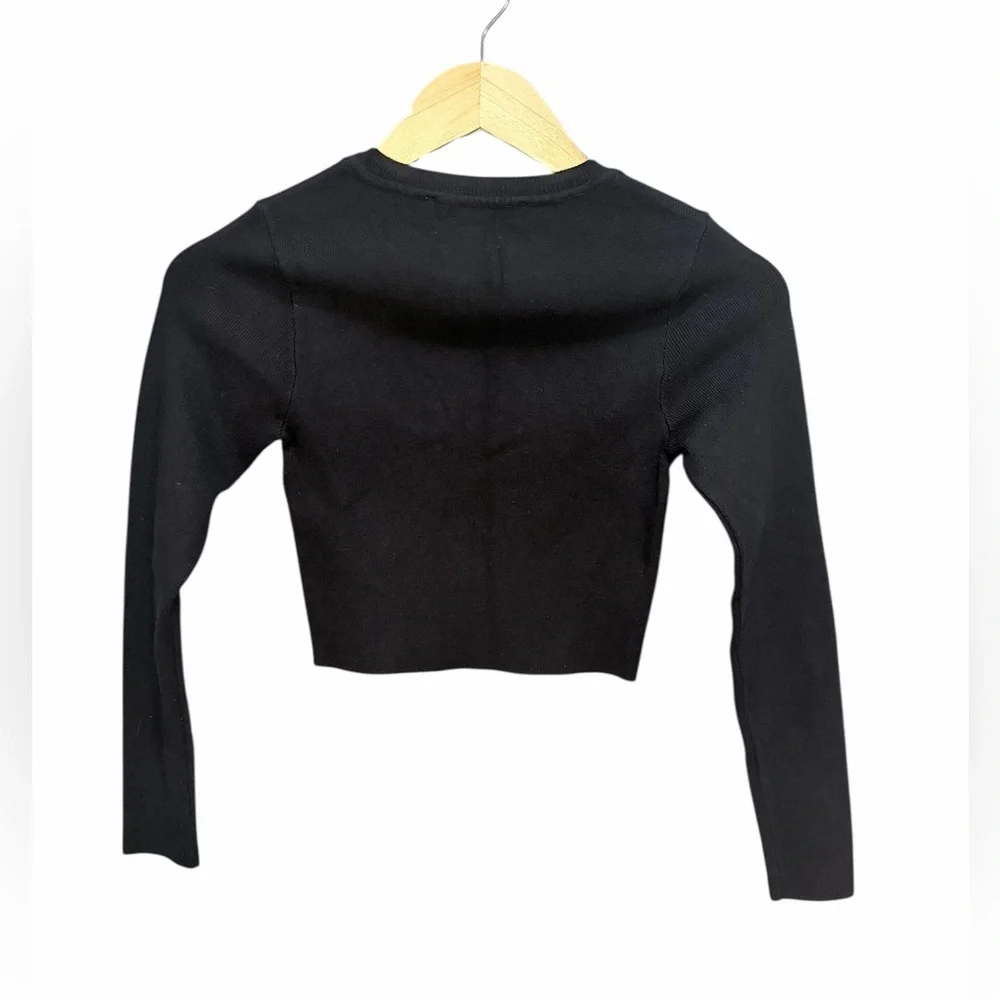 Zara Black Long Sleeve Ribbed Crop Top